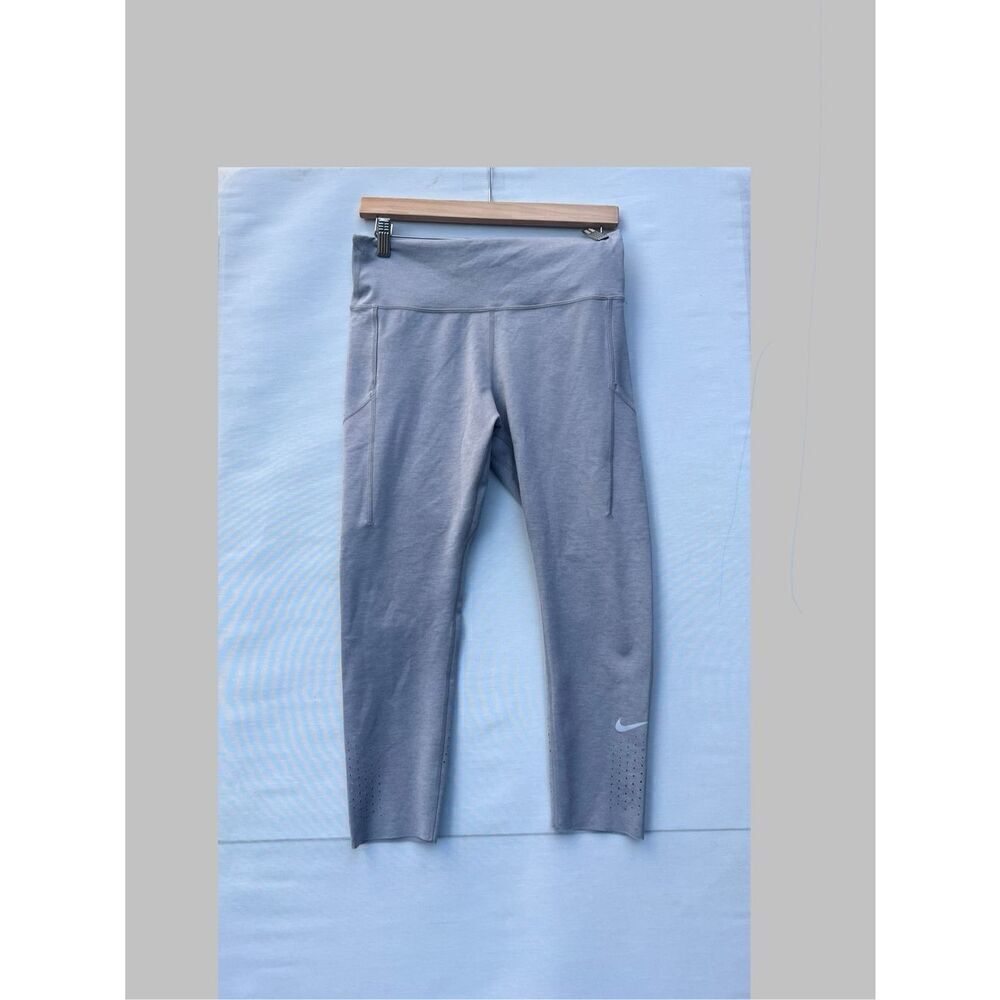 Nike Pants Womens Large Gray Epic Luxe Mid-Rise Crop Pocket Leggings Ladies